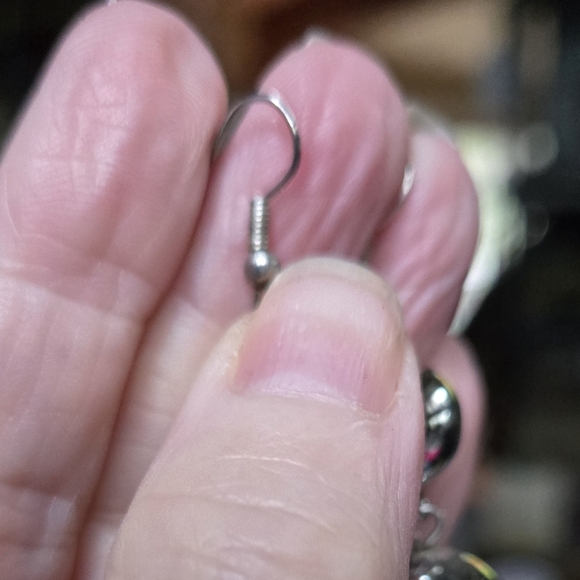 Silver mirror balloon costume vintage earrings - Picture 5 of 6